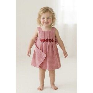 Vintage Duck Head Girls Sleeveless Plaid Dress With Lady Bugs 2T- 24 Months